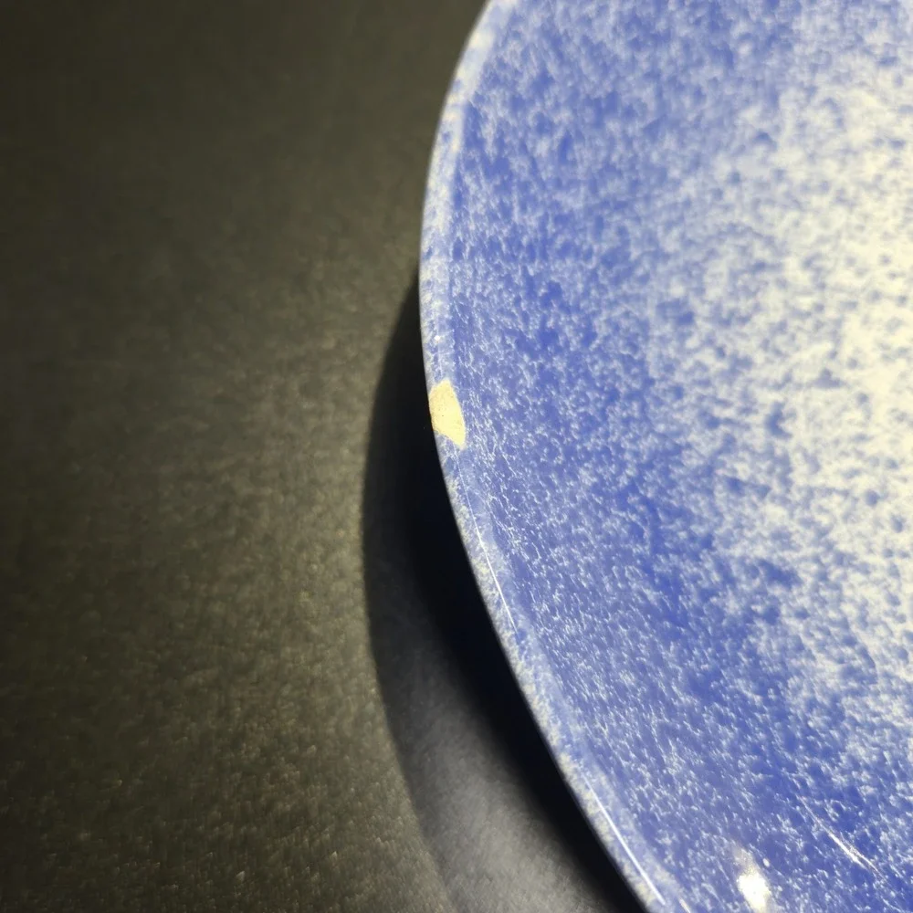 Aparicio Ceramics Blue And White Splatter Paint Design 9 1/4